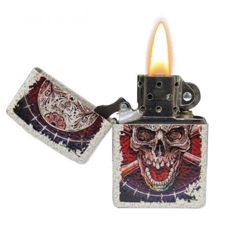 Bricheta Zippo 49410 Sugar Skull Crossbones Mercury Glass