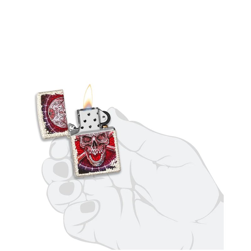 Bricheta Zippo 49410 Sugar Skull Crossbones Mercury Glass