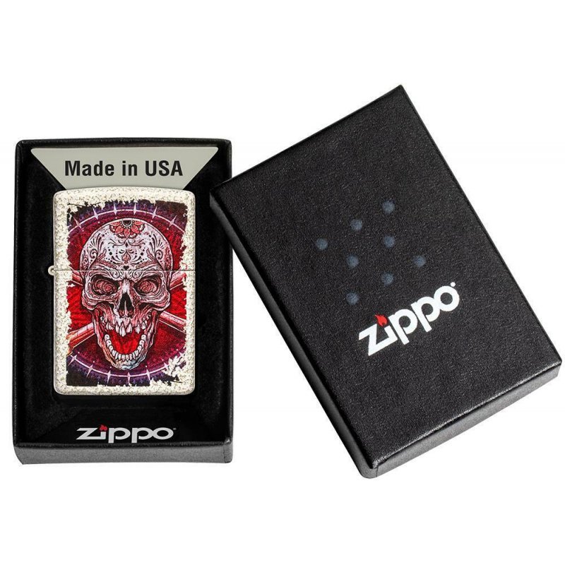 Bricheta Zippo 49410 Sugar Skull Crossbones Mercury Glass