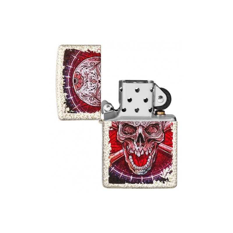 Bricheta Zippo 49410 Sugar Skull Crossbones Mercury Glass