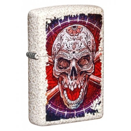 Bricheta Zippo 49410 Sugar Skull Crossbones Mercury Glass