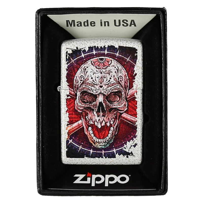 Bricheta Zippo 49410 Sugar Skull Crossbones Mercury Glass