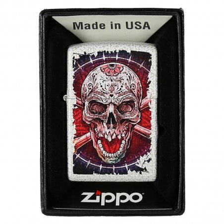 Bricheta Zippo 49410 Sugar Skull Crossbones Mercury Glass