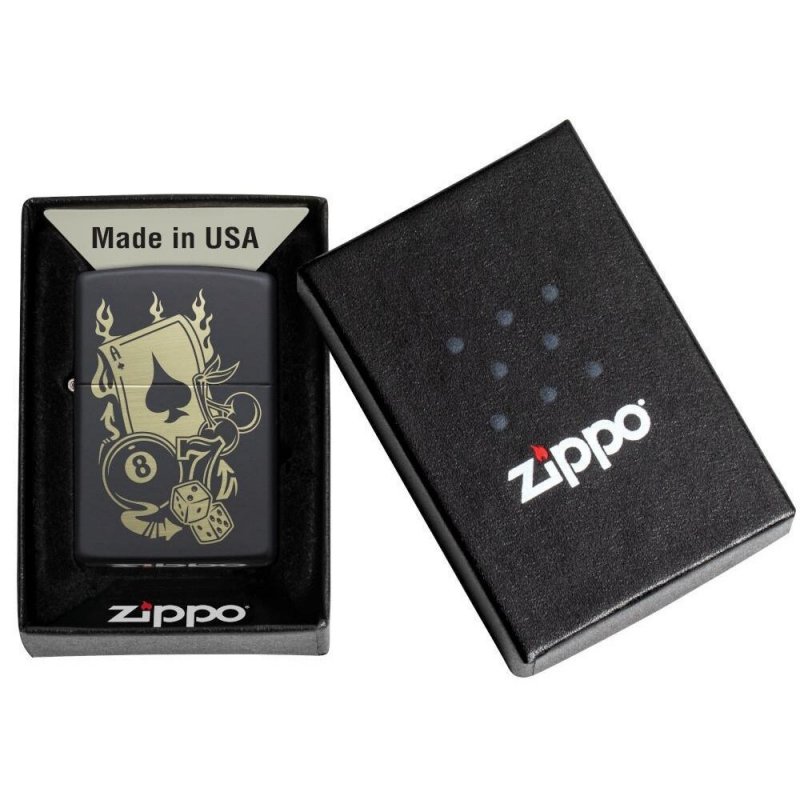 Bricheta Zippo Gambling Design Black Matte 49257 Reduceri