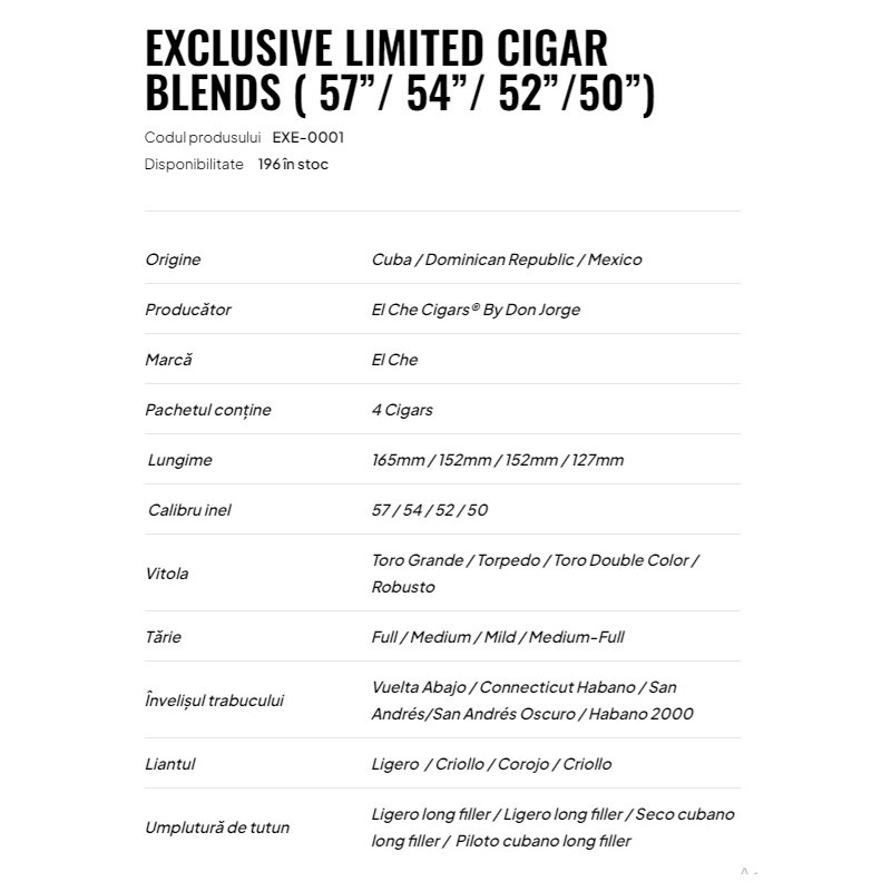Trabucuri El Che Limited Cigars Blends 4 Reduceri