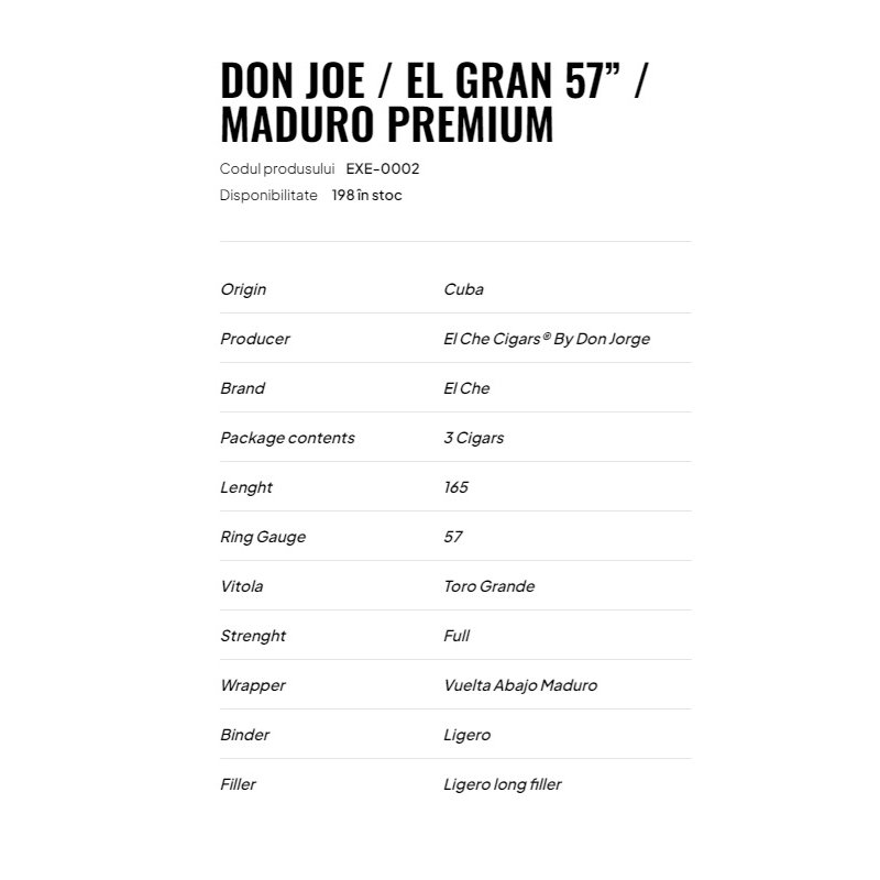 Trabucuri El Che Don Joe El Gran 57 Maduro Premium 3