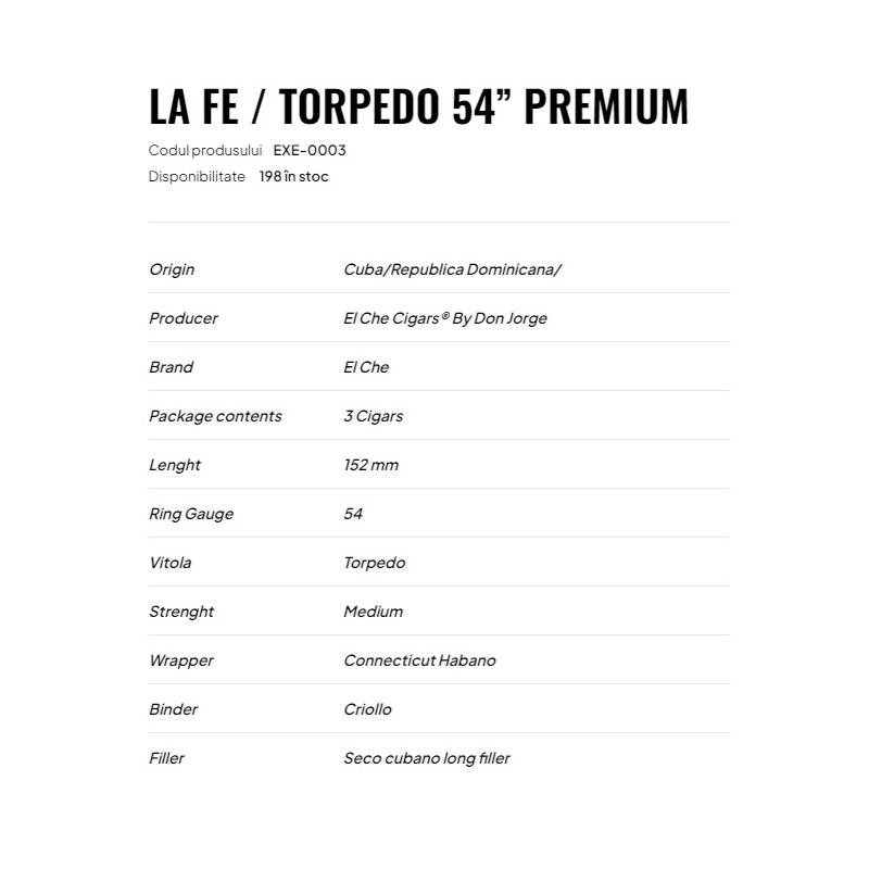 Trabucuri El Che La Fe Torpedo 54 Premium 3
