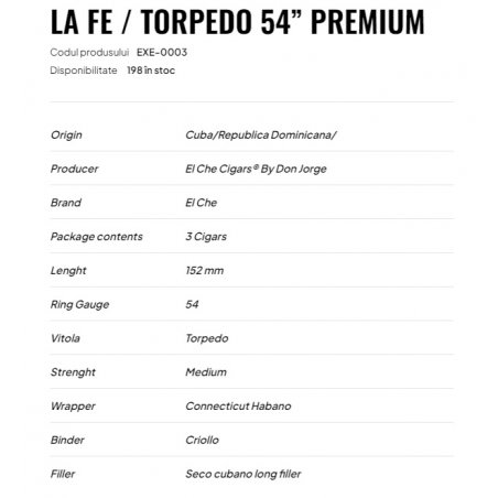 Trabucuri El Che La Fe Torpedo 54 Premium 3