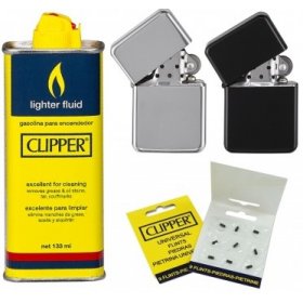 Set Clipper 2 Brichete Metalice, Flacon benzina 133 ml, 9 Pietre