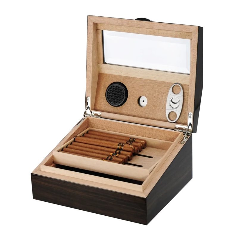 Umidor trabucuri SH1309W Wooden Luxury Walnut Glass