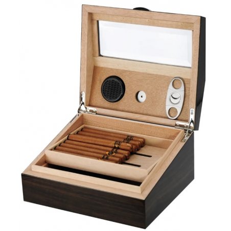 Umidor trabucuri SH1309W Wooden Luxury Walnut Glass
