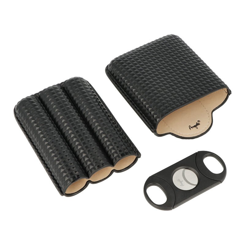 Etui 3 trabucuri si cutit Winjet Diamond Black AK813010