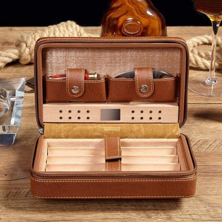 Humidor trabucuri Travel Brown El Primero ieftin