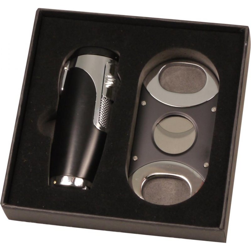 Set Sky Bricheta si cutit trabucuri Black Chrome HS238357