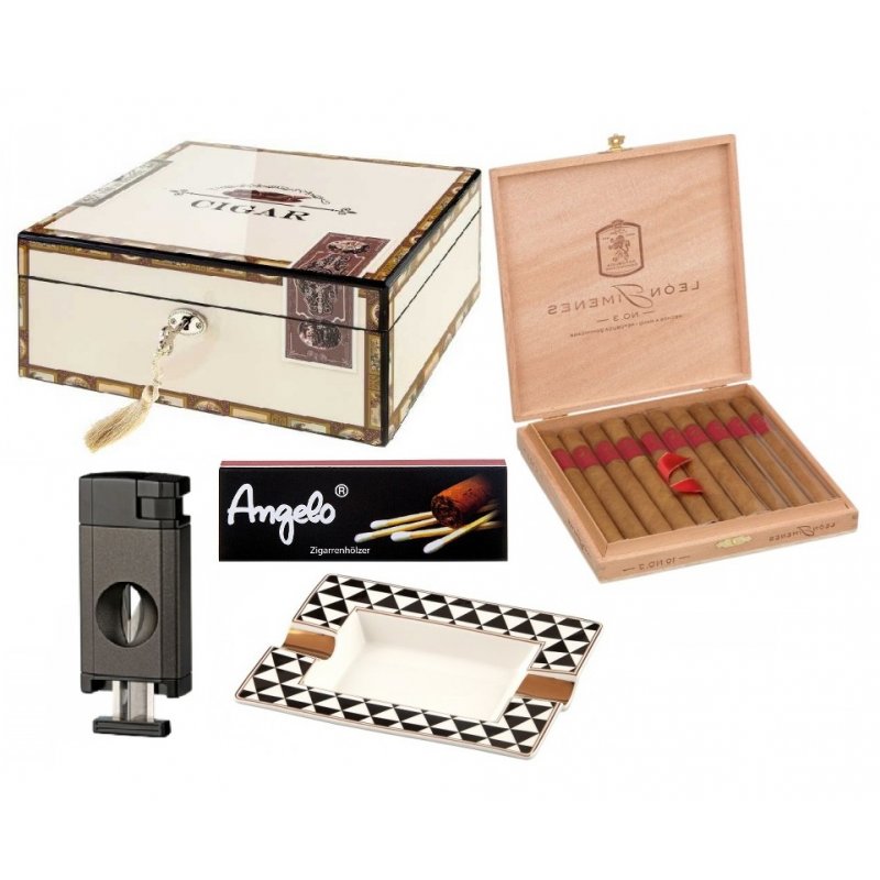 Set cadou Trabucuri Leon Jimenes Connecticut No. 3 (10) cu accesorii