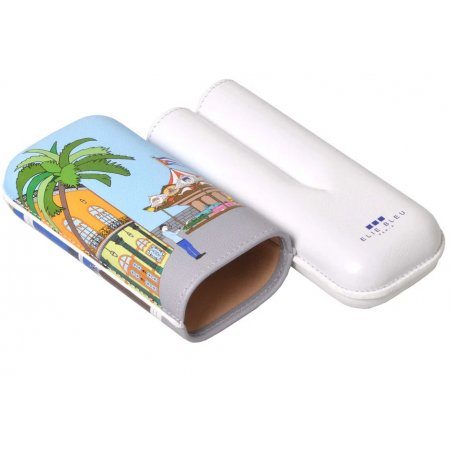 Etui Elie Bleu Casa Cubana Carousel pentru 2 trabucuri