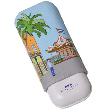 Etui Elie Bleu Casa Cubana Carousel pentru 2 trabucuri