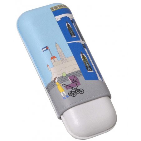 Etui Elie Bleu Casa Cubana Carousel pentru 2 trabucuri