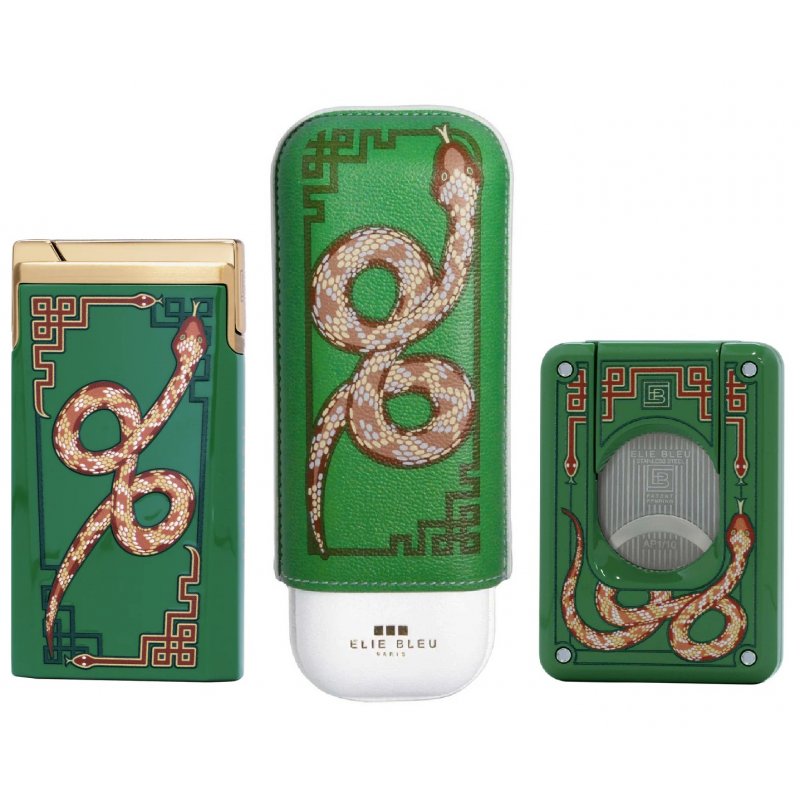 Set Elie Bleu Snake brichetă cutter si etui pentru trabucuri