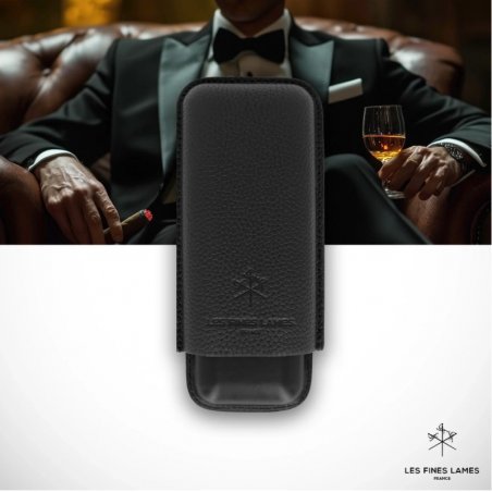 Etui trabucuri Cigar Case Duo Black Les Fines Lames