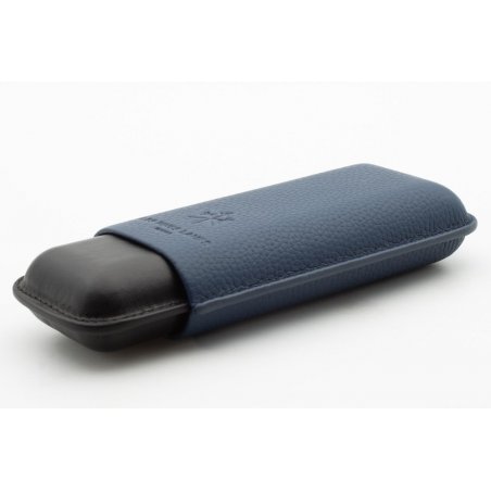Etui trabucuri Les Fines Lames Duo Blue Pebble Leather