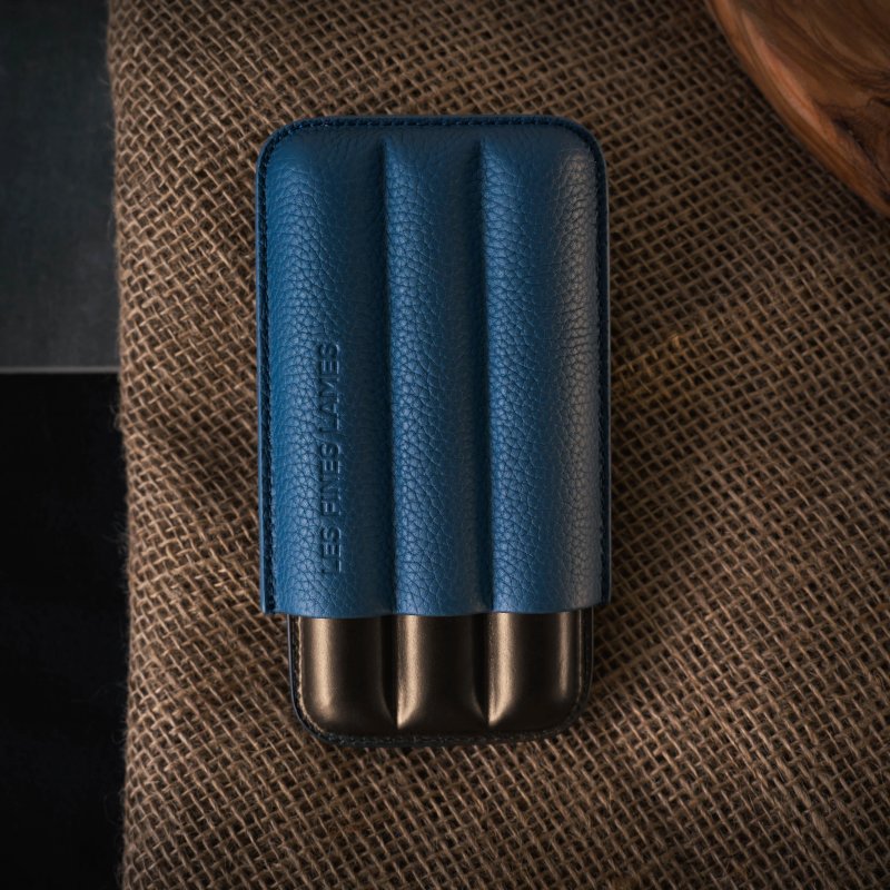 Etui trabucuri Les Fines Lames Cigar Case TRIO Blue