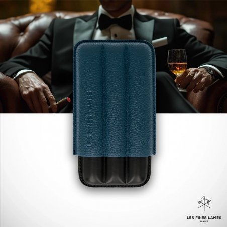 Etui trabucuri Les Fines Lames Cigar Case TRIO Blue