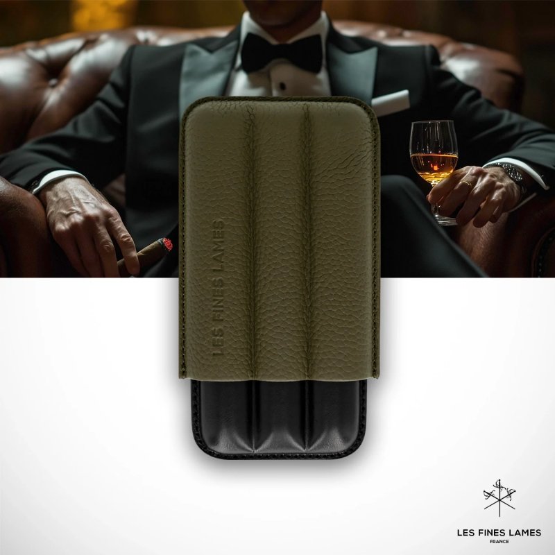 Etui trabucuri Les Fines Lames Cigar Case TRIO Green