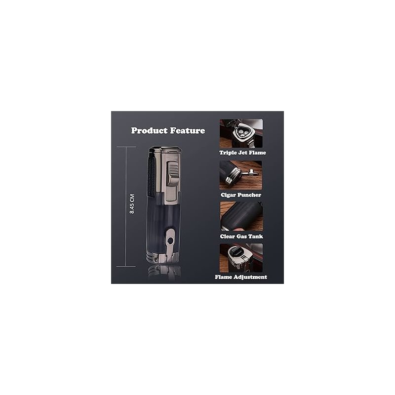 Bricheta Honest Triple Jet Flame with Cigar Punch Black