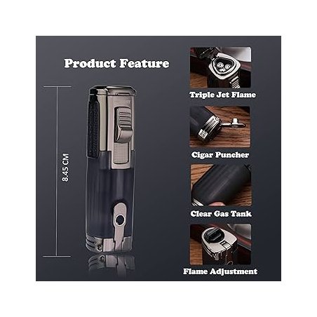 Bricheta Honest Triple Jet Flame with Cigar Punch Black