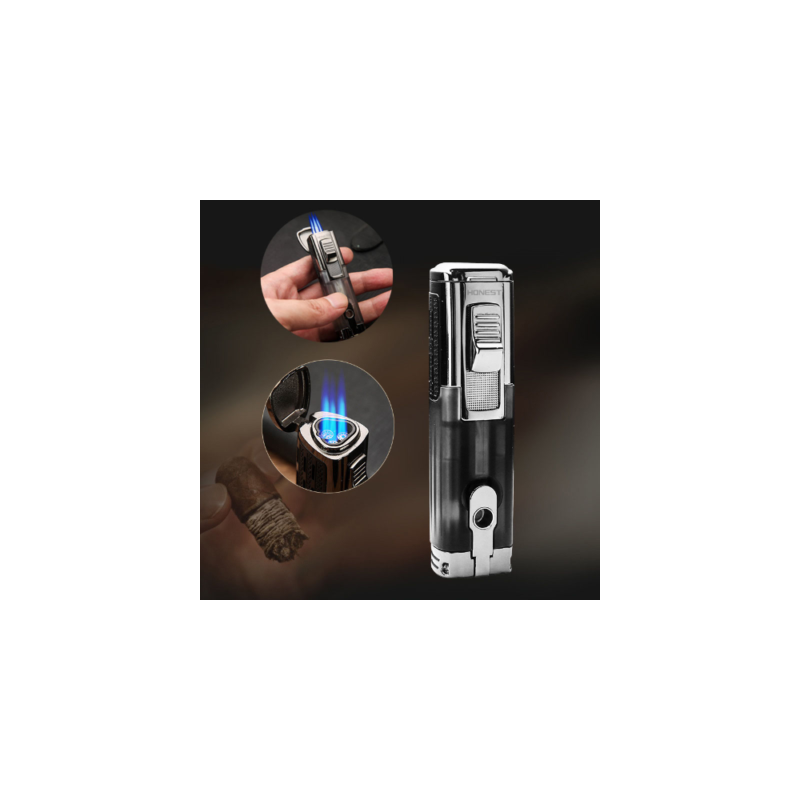 Bricheta Honest Triple Jet Flame with Cigar Punch Black