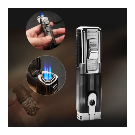 Bricheta Honest Triple Jet Flame with Cigar Punch Black