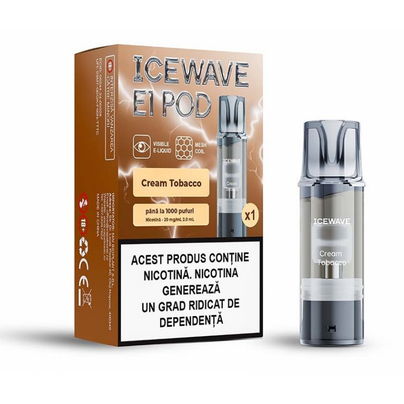 Cartus Icewave 1000 pufuri Cream Tobacco 20 mg