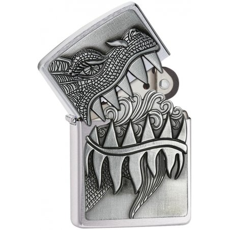 Bricheta Zippo 28969 Fire Breathing Dragon Brushed Chrome