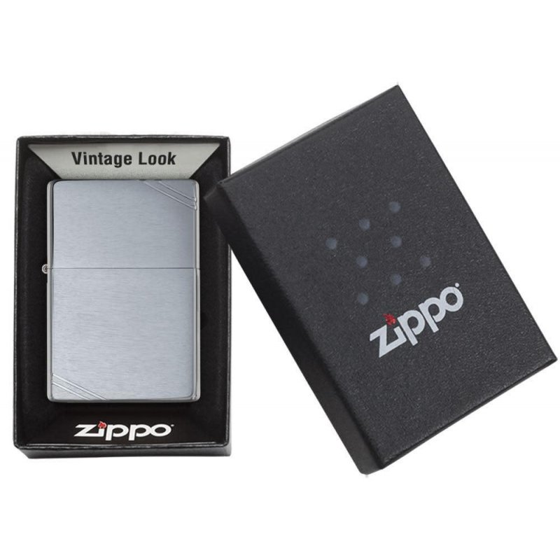 Bricheta Zippo 230 Vintage Brushed Chrome Slashes