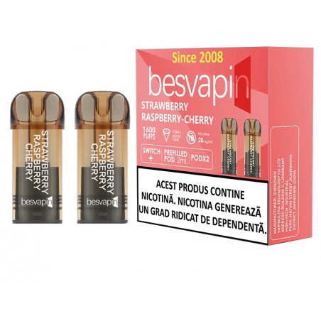 Cartus Besvapin 2x800 pufuri Strawberry Raspberry Cherry 20 mg.