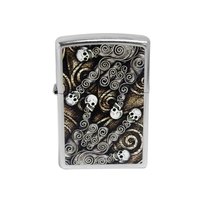 Bricheta Zippo 28869 Skull Scroll Hand