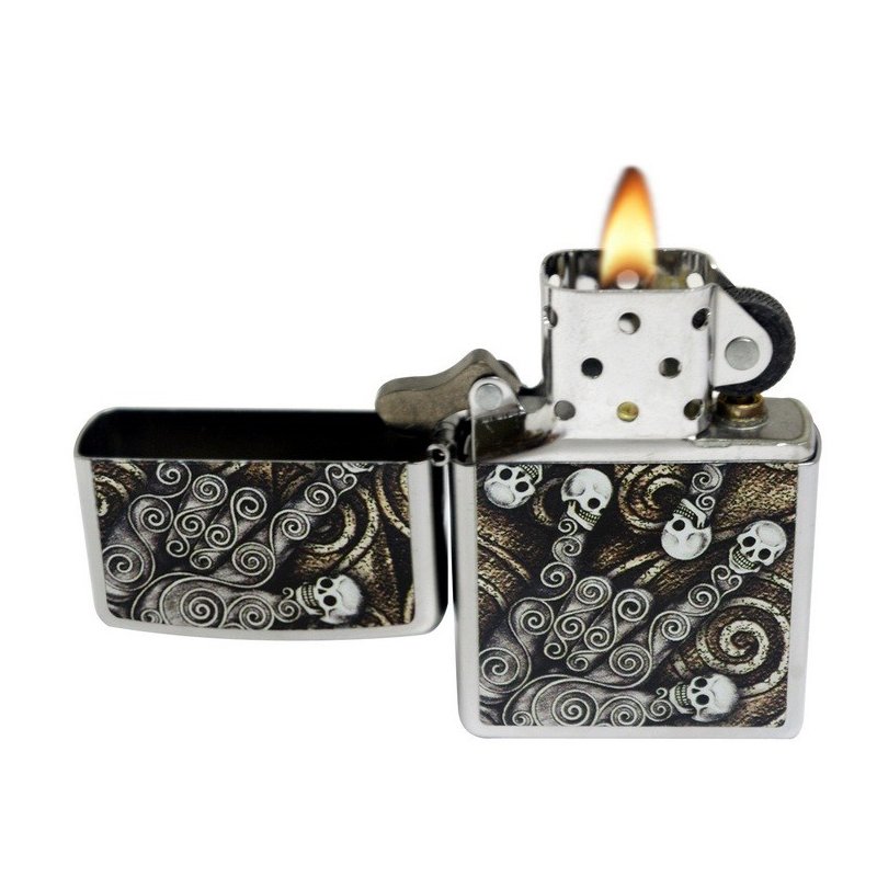 Bricheta Zippo 28869 Skull Scroll Hand