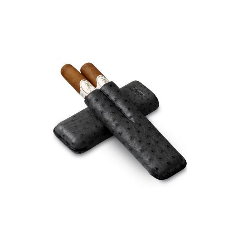 Etui 2 trabucuri Davidoff Dc Exotic Ostrich Anthracite With Quill Pattern