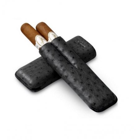 Etui 2 trabucuri Davidoff Dc Exotic Ostrich Anthracite With Quill Pattern