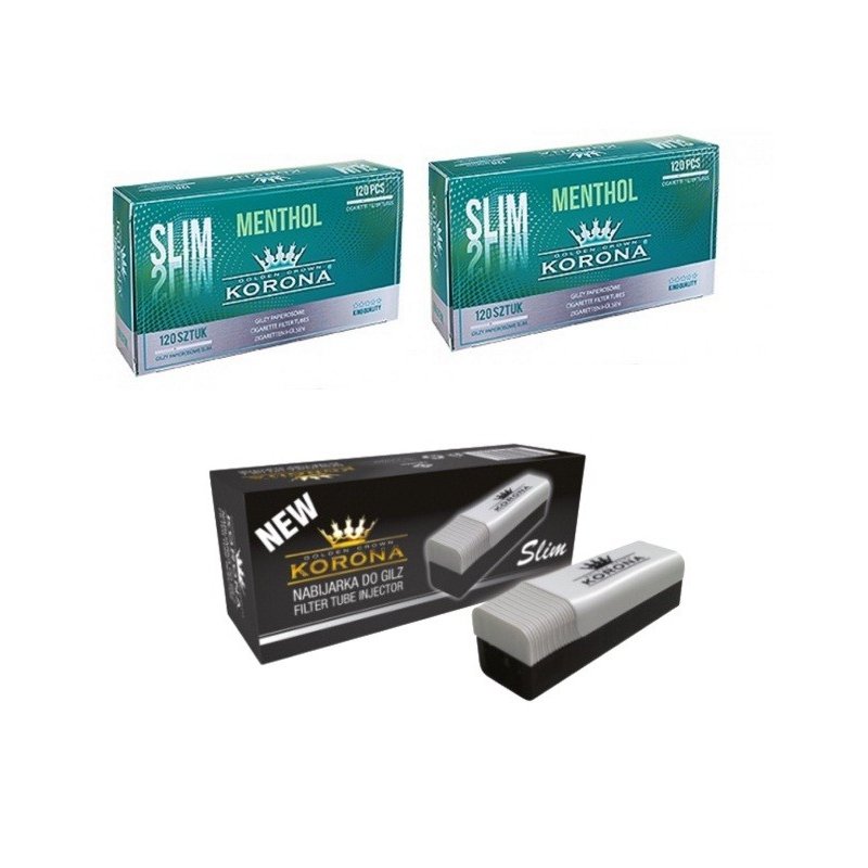 Set Korona Tuburi Slim Menthol 240  si aparat de injectat Slim