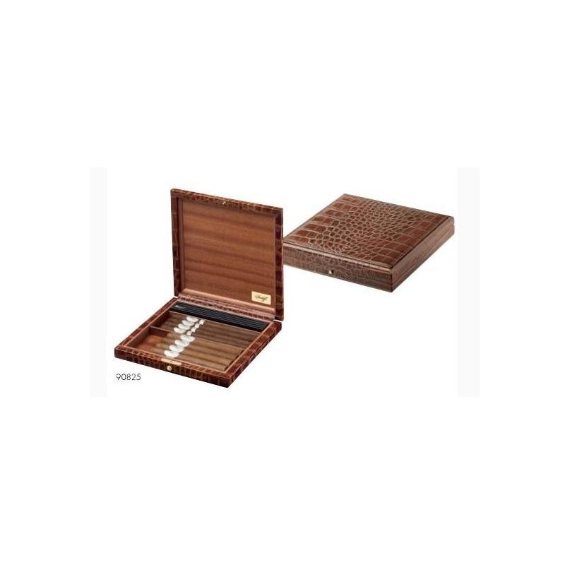 Humidor Davidoff Piele Maro Tip Croco Mediu 10 trabucuri