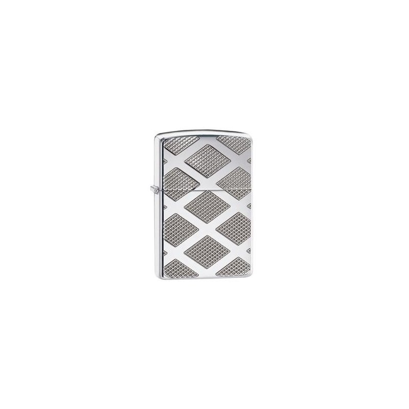 Bricheta Zippo Armor Carved Chrome Diamonds