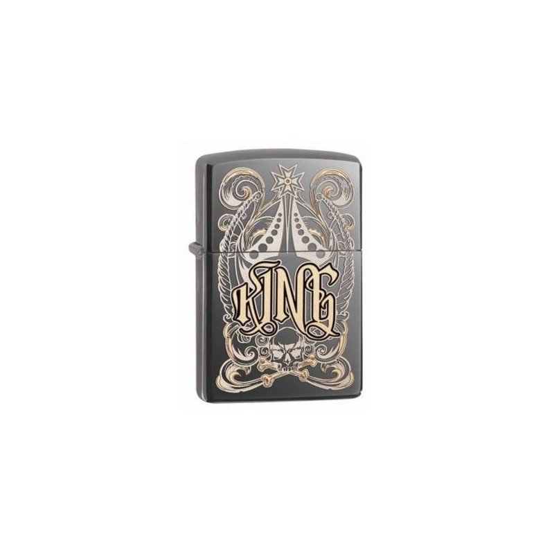 Bricheta Zippo Engraved King Black Ice