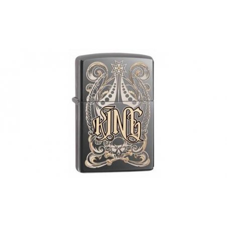Bricheta Zippo Engraved King Black Ice