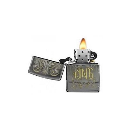 Bricheta Zippo Engraved King Black Ice