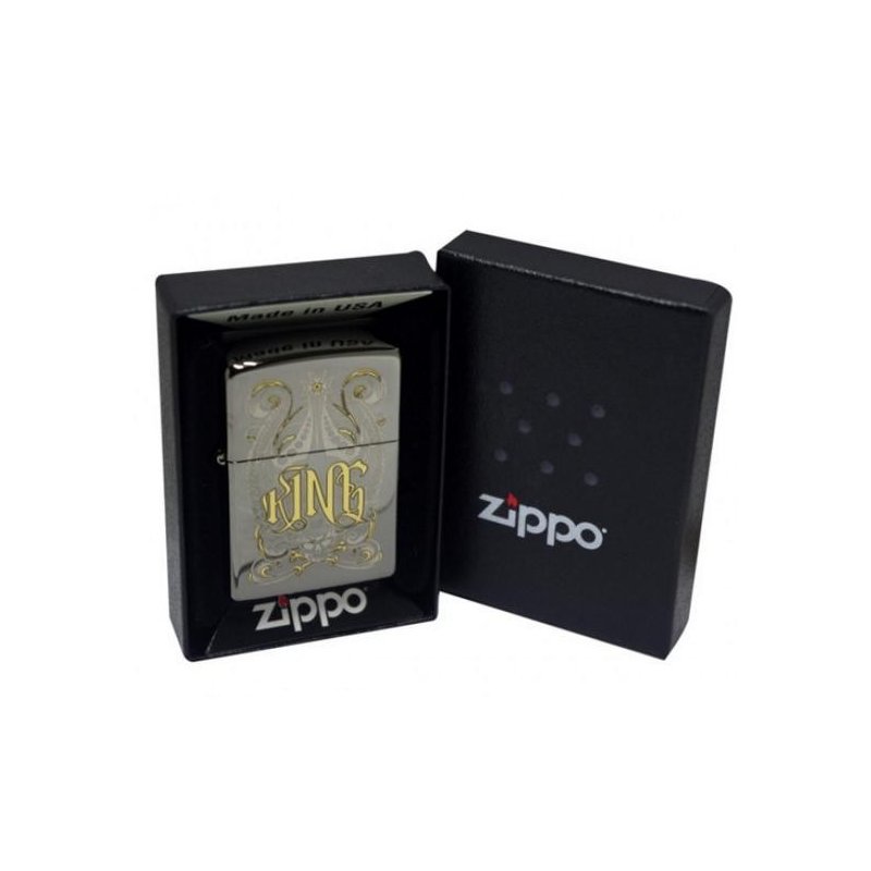 Bricheta Zippo Engraved King Black Ice