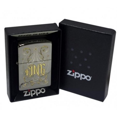 Bricheta Zippo Engraved King Black Ice