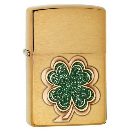 Bricheta Zippo Shamrock Emblem Brushed Brass