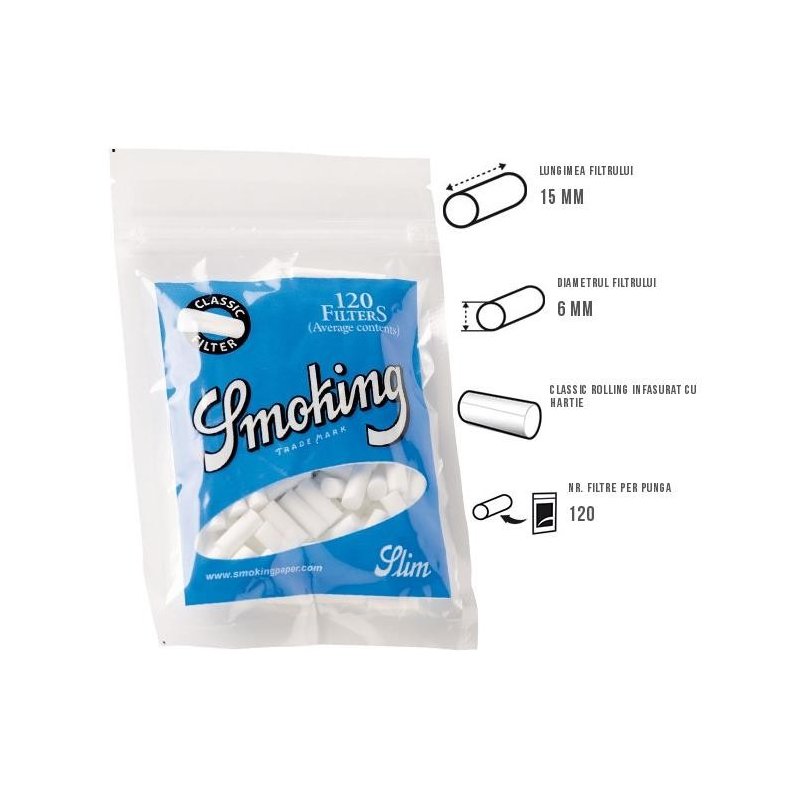 Filtre tigari Smoking Filters Classic Slim 30 pungi